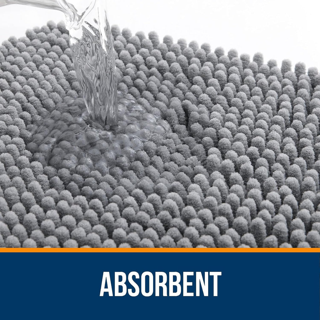 Bathroom Rugs 30x20, Extra Soft Absorbent Chenille Bath Rugs | Grey, Quick-Drying Rubber Backing, Machine Washable