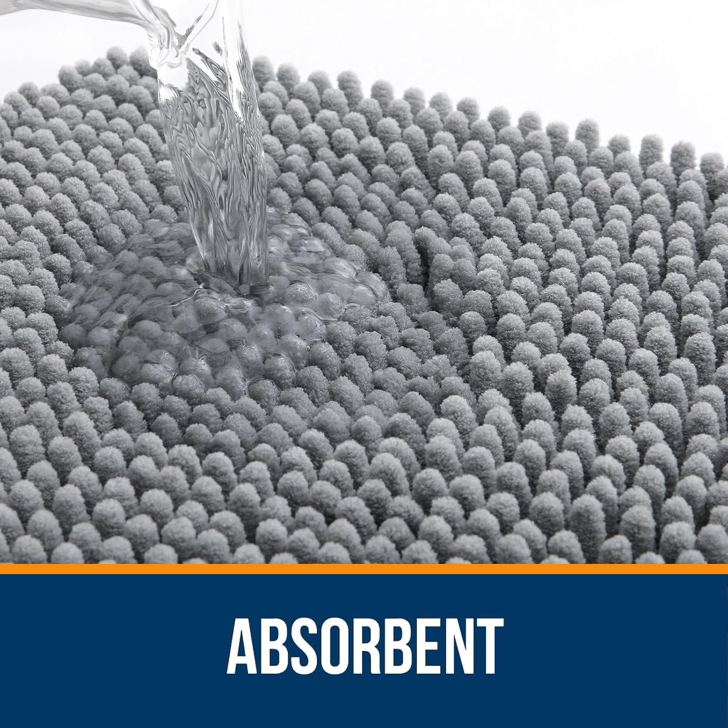 Bathroom Rugs 30x20, Extra Soft Absorbent Chenille Bath Rugs | Grey, Quick-Drying Rubber Backing, Machine Washable
