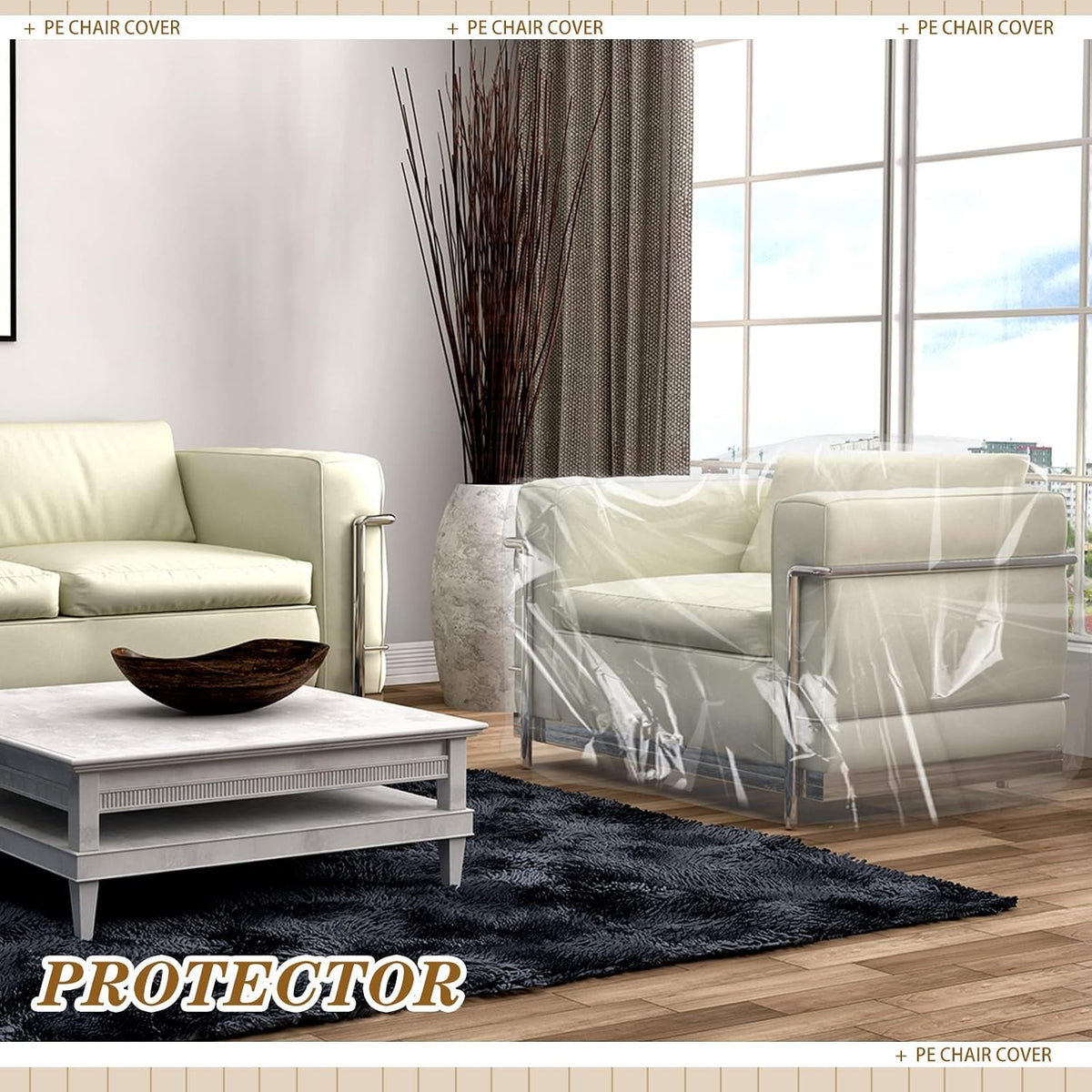 6 Pcs Plastic Chair Covers Plastic Furniture Cover Indoor Outdoor Waterproof Clear Armchair Cover Dust Proof Armchair