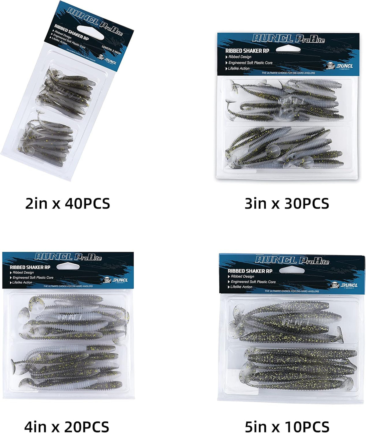 Swimbaits Paddle 10/20/30/40PCS, 5/4/3/2 Inchs Paddle Tail, Soft Lure for Trout Crappie Bass, Durable Plastic Bait