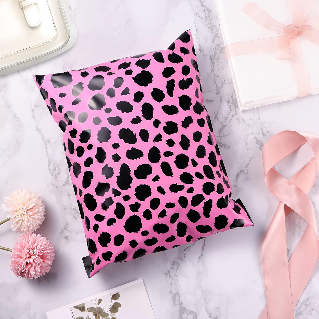 10x13 Inch Poly Mailers, Pink Leopard, 100 Pack Self Sealing