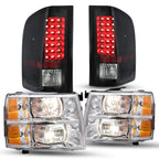 Headlight & LED Taillights Assembly for 07-13 Chevy Silverado 1500