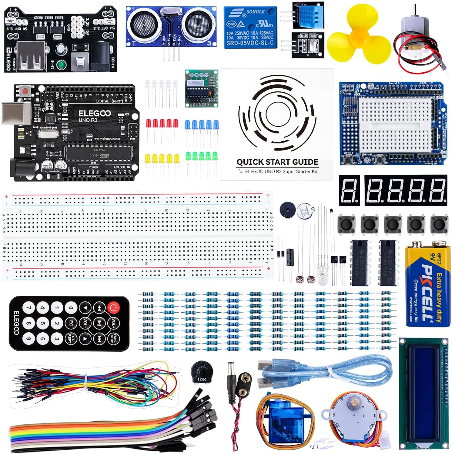 UNO R3 Project Super Starter Kit with PDF Tutorial for Beginners | Compatible with Arduino, 22+ Hands-on Projects