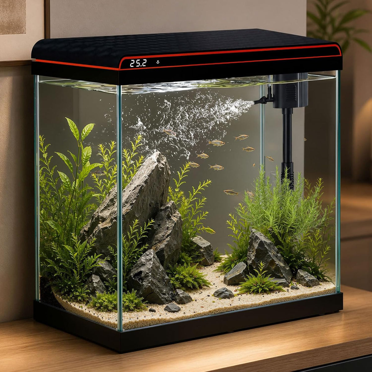 10 Gallon Fish Tank, Betta Fish Tank Smart Aquarium Kit 100% Glass Material