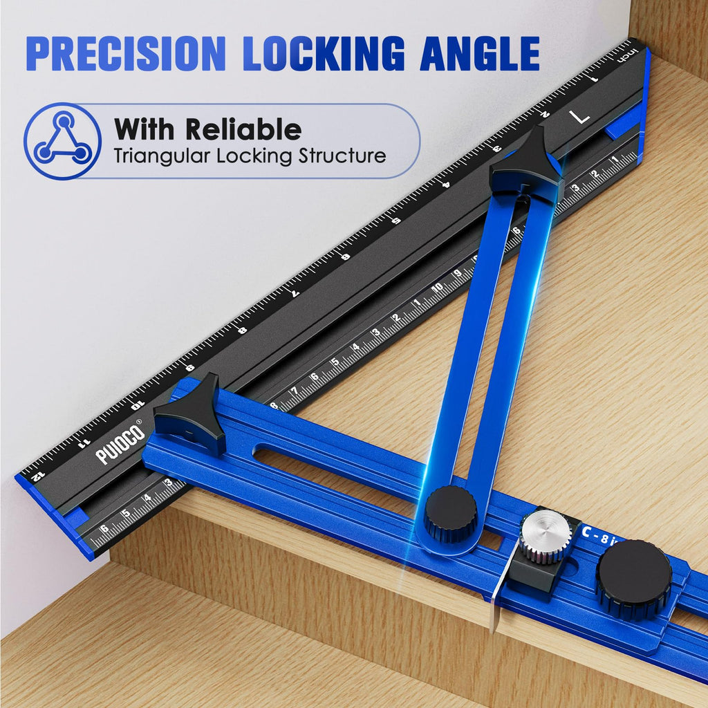 Stair Tread Template Tool with Triangular Brace and Edge Flip Stops