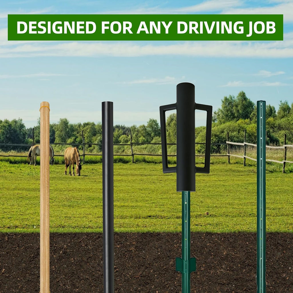 Fence Post Driver with Handle 16.5 Inch T Post Driver, 8LB Heavy Duty Hand Post Pounder, 2.7 inch Inner Diameter Hand
