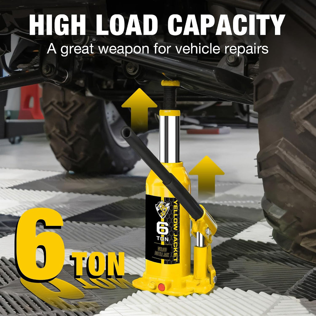 6 Ton Muti-Directional Welded Bottle Jack(12,000lb) for Car, Pickup, Truck, RV, Auto Repair