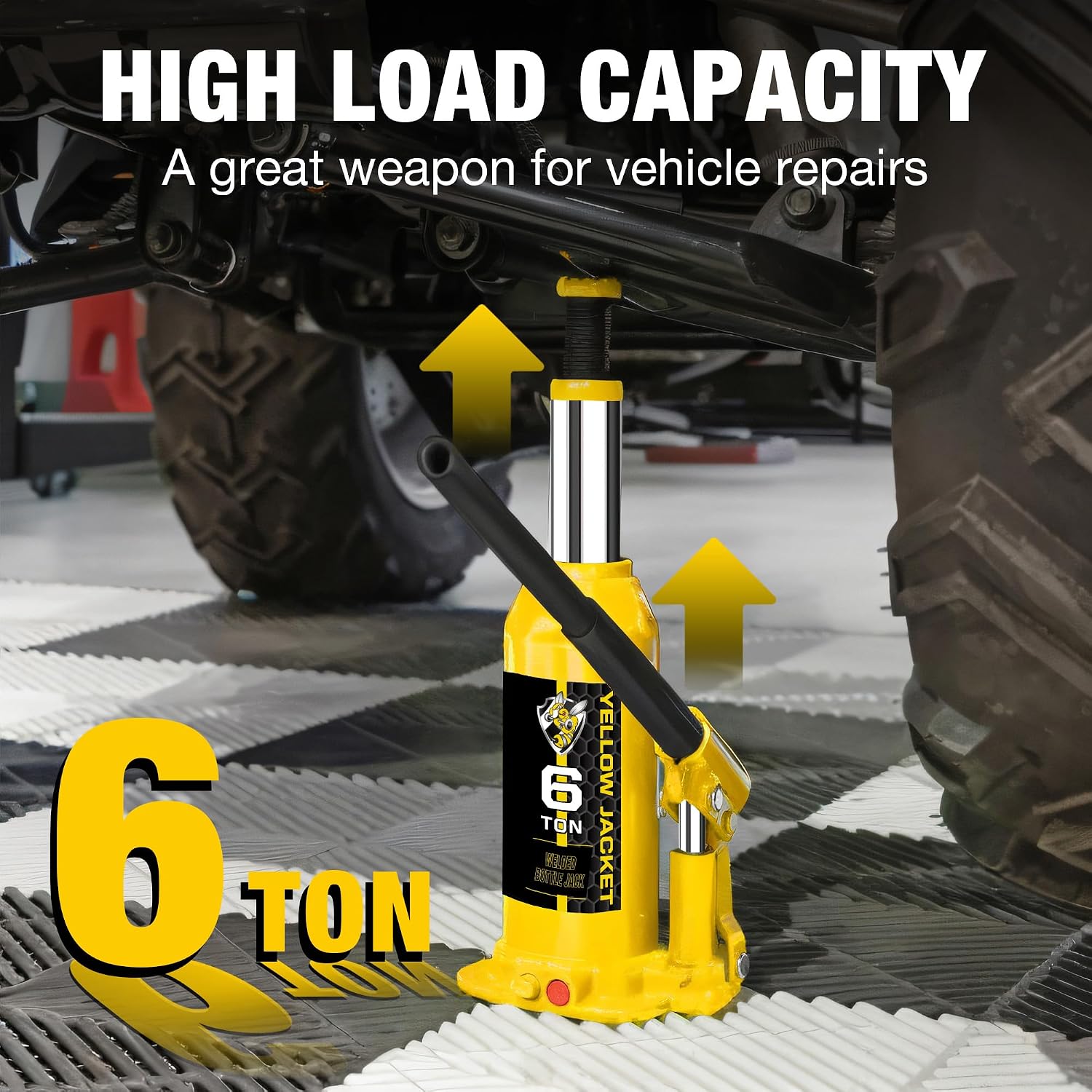 6 Ton Muti-Directional Welded Bottle Jack(12,000lb) for Car, Pickup, Truck, RV, Auto Repair