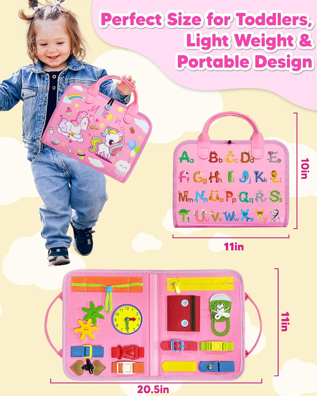 Busy Board Montessori Toys for Toddler Girl Birthday Gift Busy Book | Airplane Car Travel Toy, Learning Educational