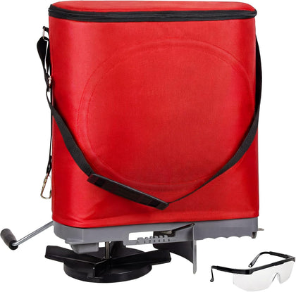 25lb Handheld Bag Seed Spreader with Enclosed Metal Gears, Rear Baffle, Adjustable Flow Control, Durable Oxford Bag