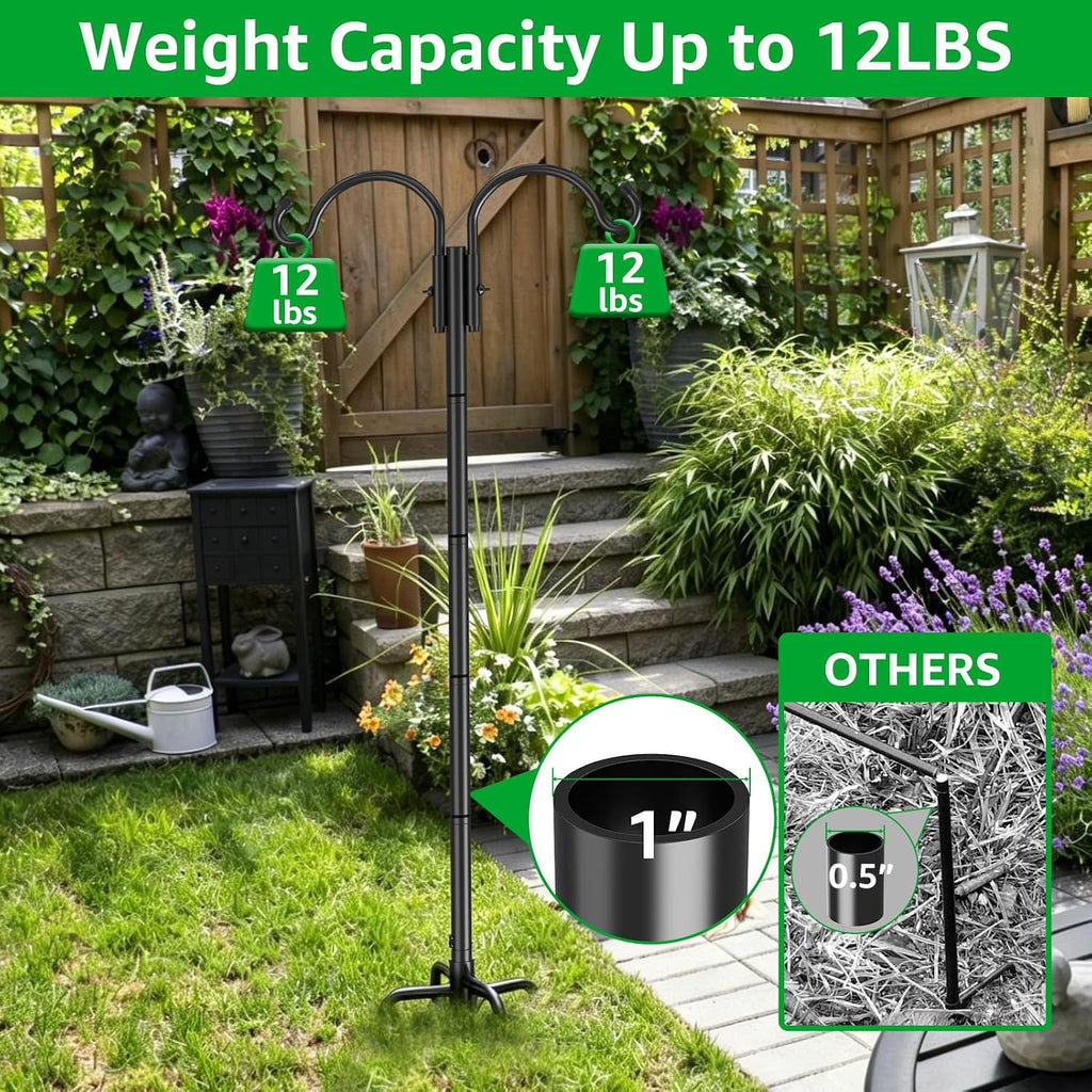 2 Pack Adjustable 84inch Double Shepherds Hook for Outdoor