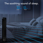 OZI42DC Tower Fan with Remote and Timer, Oscillating Standing Fan for Bedroom, Variable Speed for Precise Control