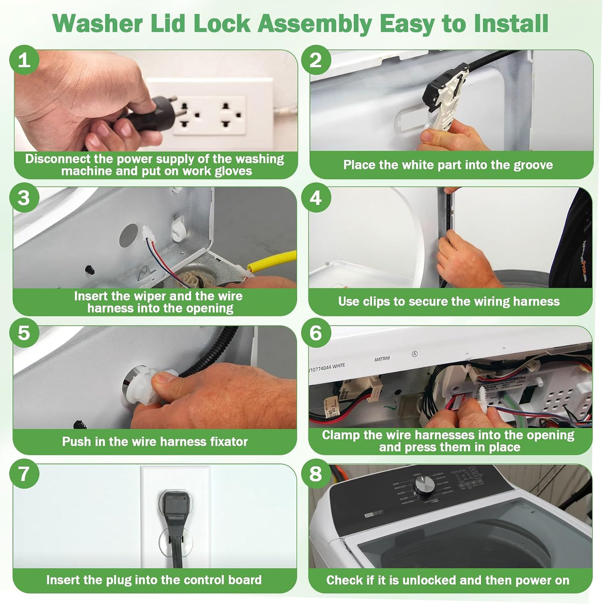 UpgradedW11307244 WTW5000DW3 Washing Machine Lid Lock Assembly Replacement