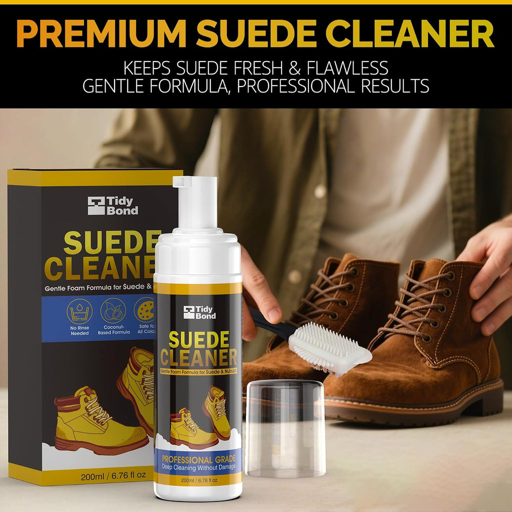 Suede Cleaner, Suede & Nubuck Shoe Cleaner Foam Spray Kit, Removes Stains | Restores Nap, Color-Safe Rich Foam, 6.76