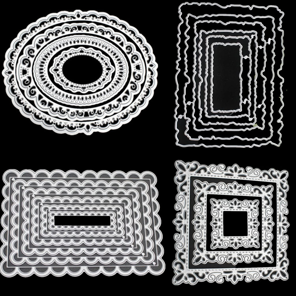 4 Sets Metal Cutting Dies - Frame Dies, Stencils & Moulds for DIY Crafts & Scrapbooking