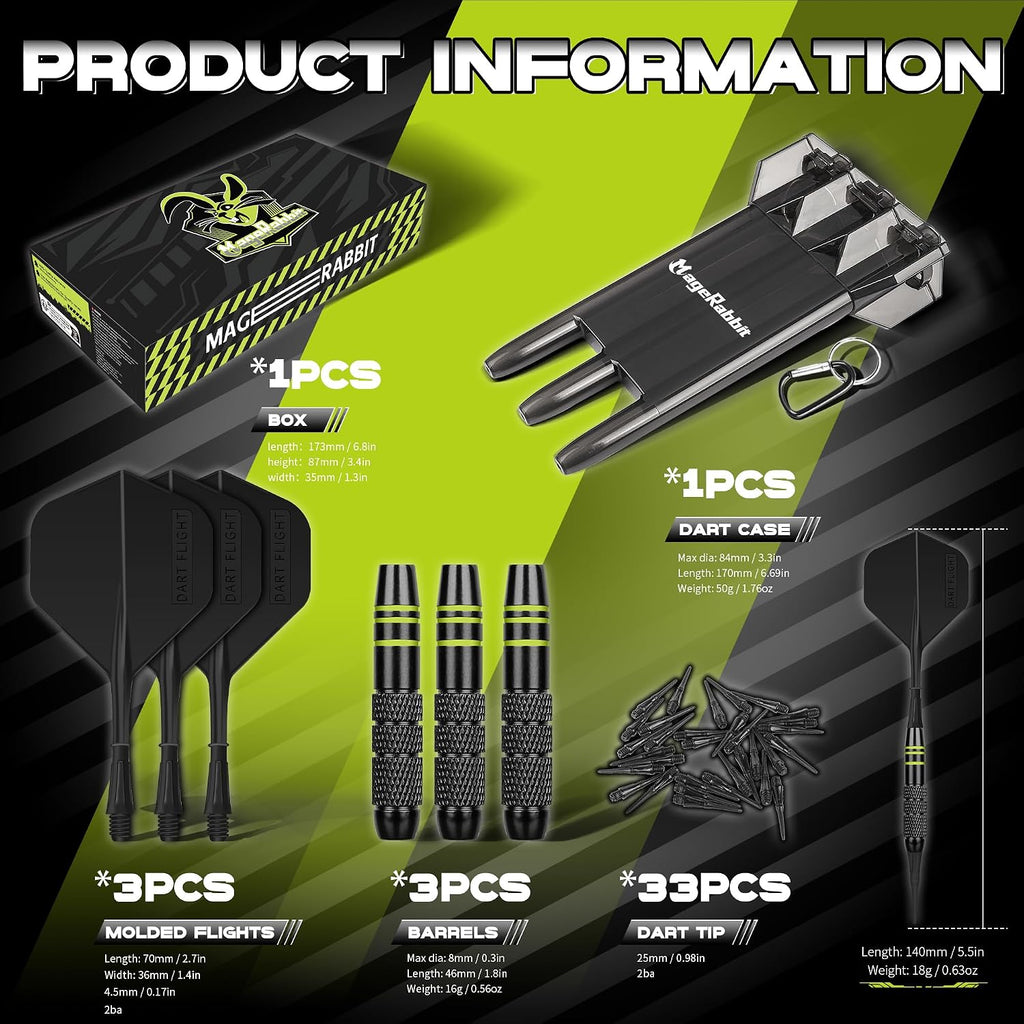 Darts Soft Tip 3Pack 18g with Gift Carrying Case-Copper Barrels with Integrated Dart Flights and 24pcs Plastic