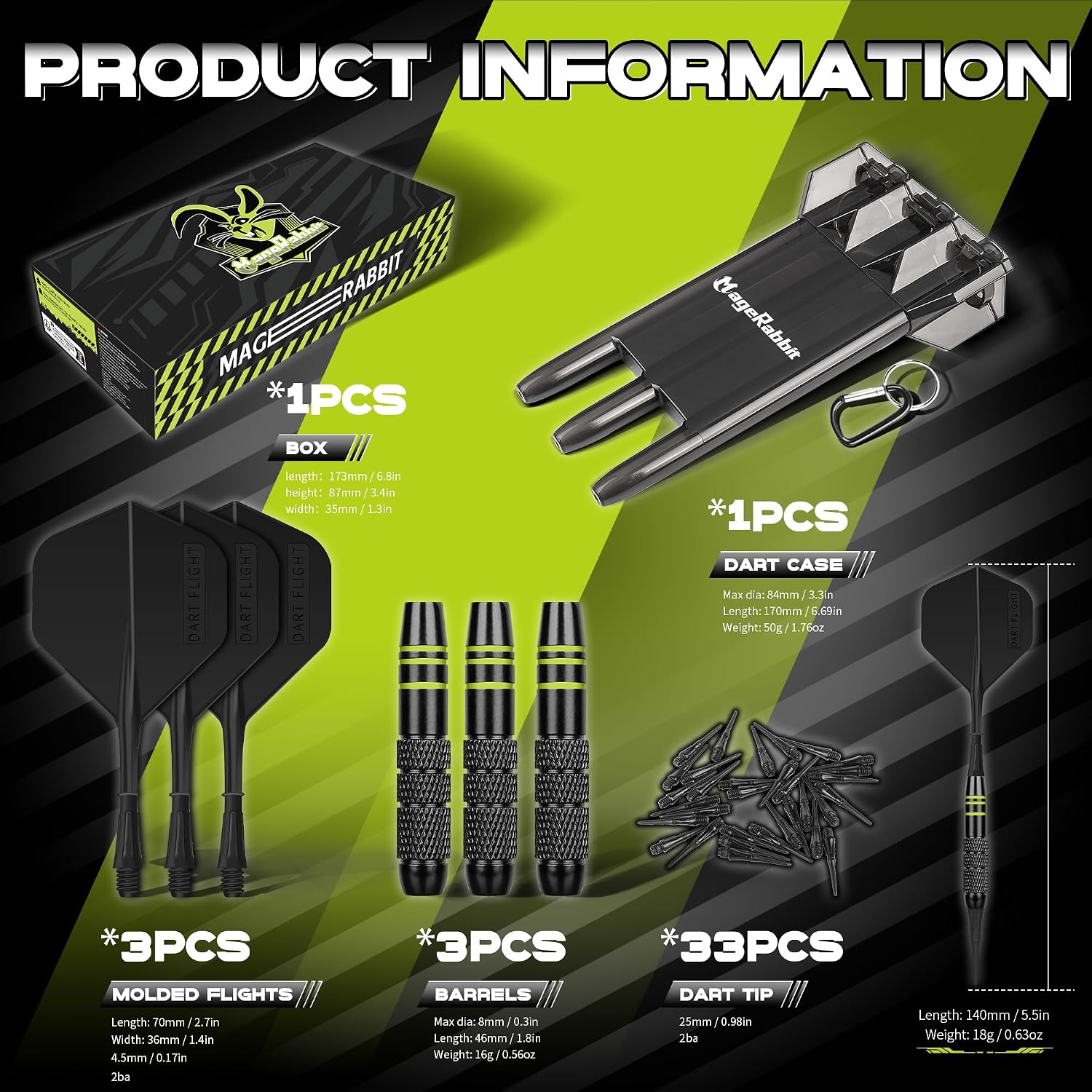 Darts Soft Tip 3Pack 18g with Gift Carrying Case-Copper Barrels with Integrated Dart Flights and 24pcs Plastic