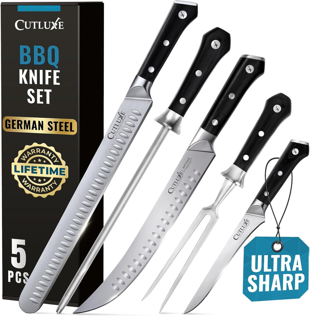 Butcher Knife Set, 5-Piece Slicing Carving Knives for Meat Cutting