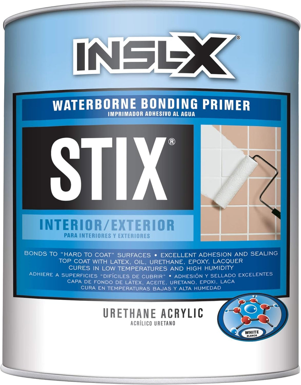 Stix Acrylic Waterborne Bonding Primer, 1 Quart, White Cabinet Coat - Urethane Acrylic Satin Sheen Enamel Cabinet