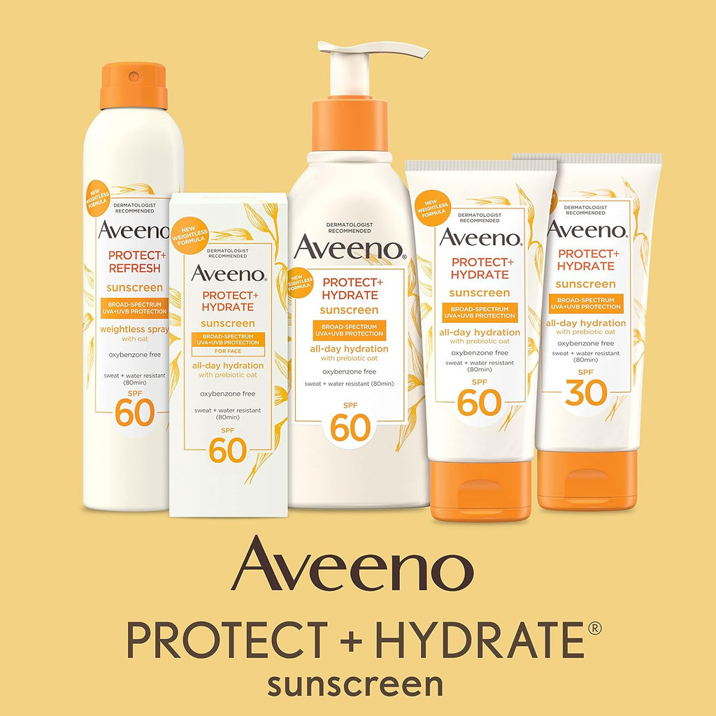 Aveeno Protect + Hydrate Face Sunscreen, SPF 60 Broad Spectrum, for Sensitive Skin, Travel Size, Water Resistant (80
