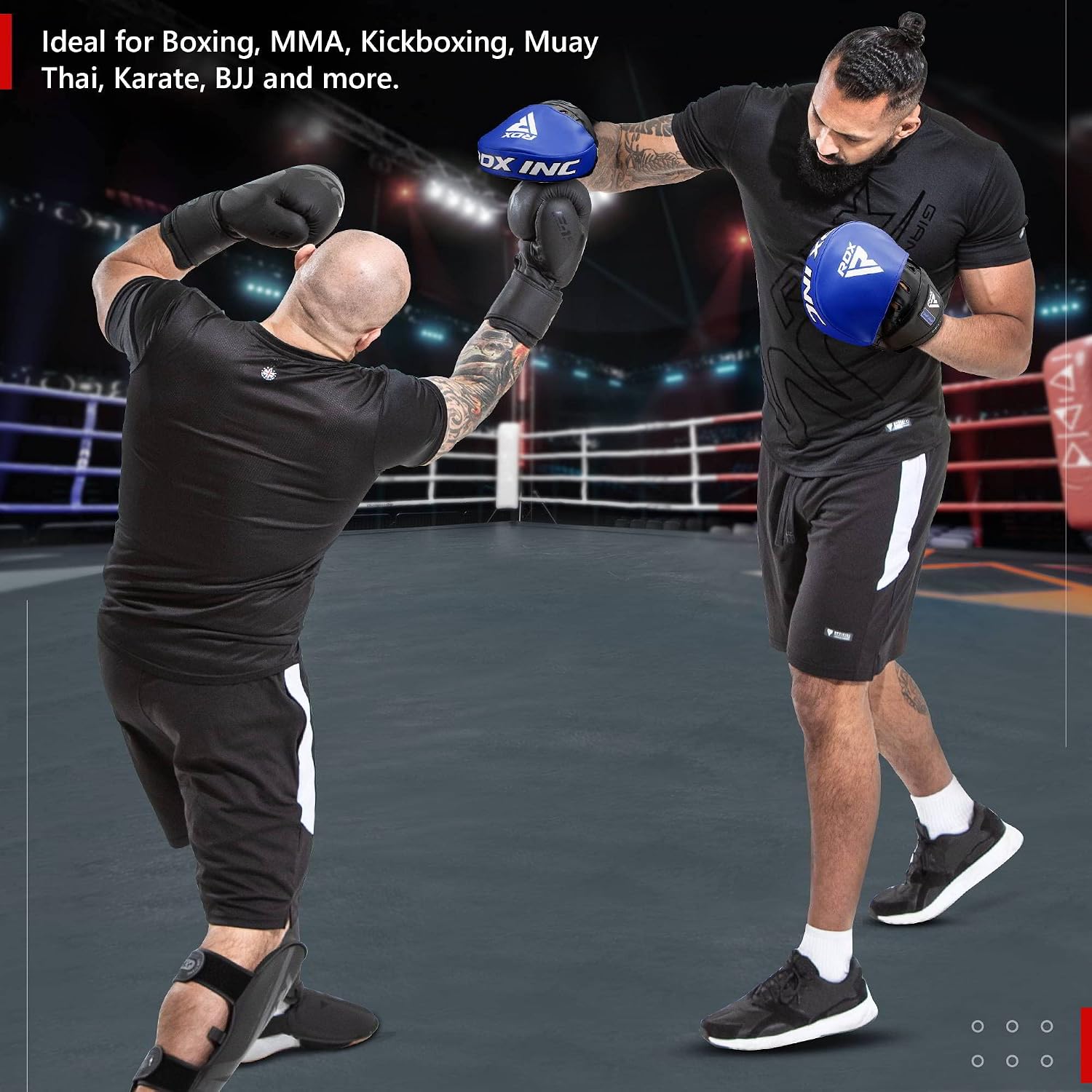 Boxing Pads Focus Mitts, Maya Hide Leather Curved Hook and Jab Target Hand Pads, Great for MMA, Kickboxing, Martial
