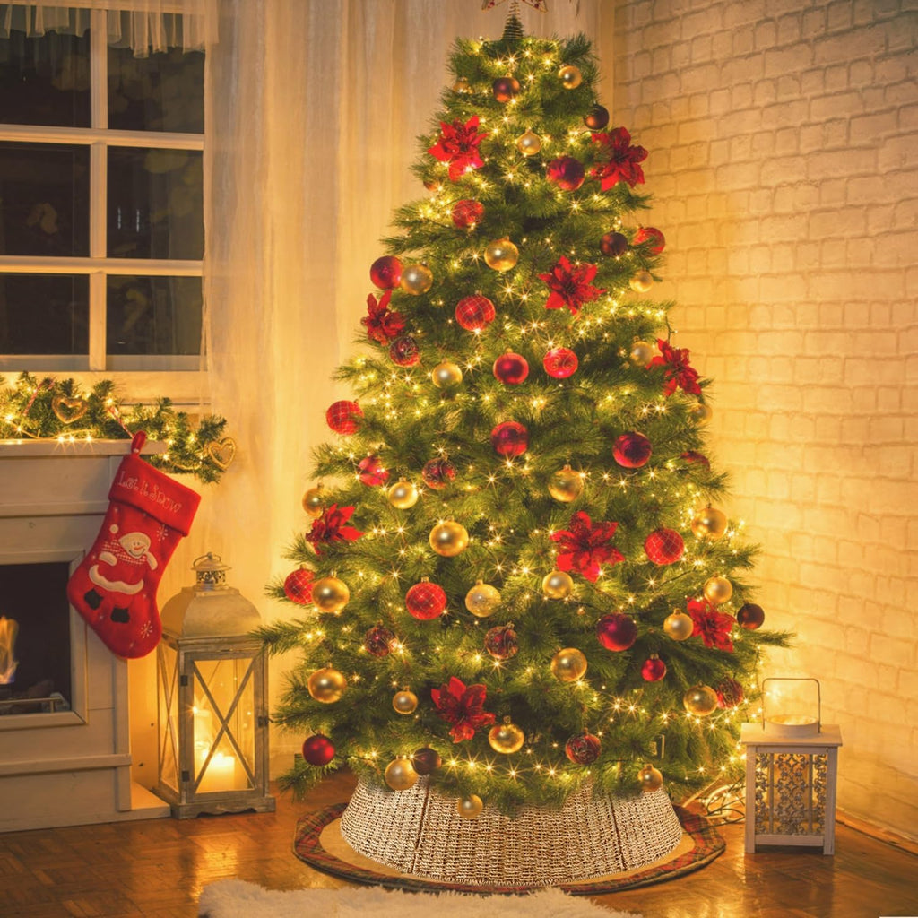 32 in Extra Large Rattan Christmas Tree Collar Basket - Rustic Handcrafted Christmas Tree Stand Cover Woven Tree