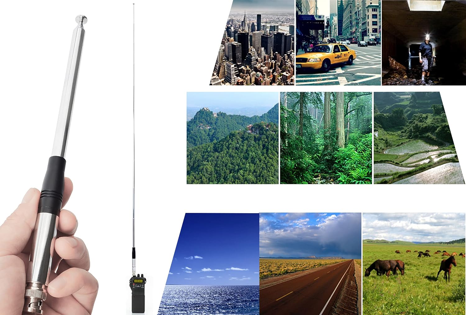 27Mhz Telescopic/Rod HT BNC CB Radio Antenna, 9-Inch to 51-inch | 20W Telescopic/Rod HT Handheld/Portable Radio