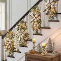 Christmas Teardrop Swag for Outdoor, 24" Prelit Cordless Stair Decorations with Lights, 1 Pcs Artificial Christmas