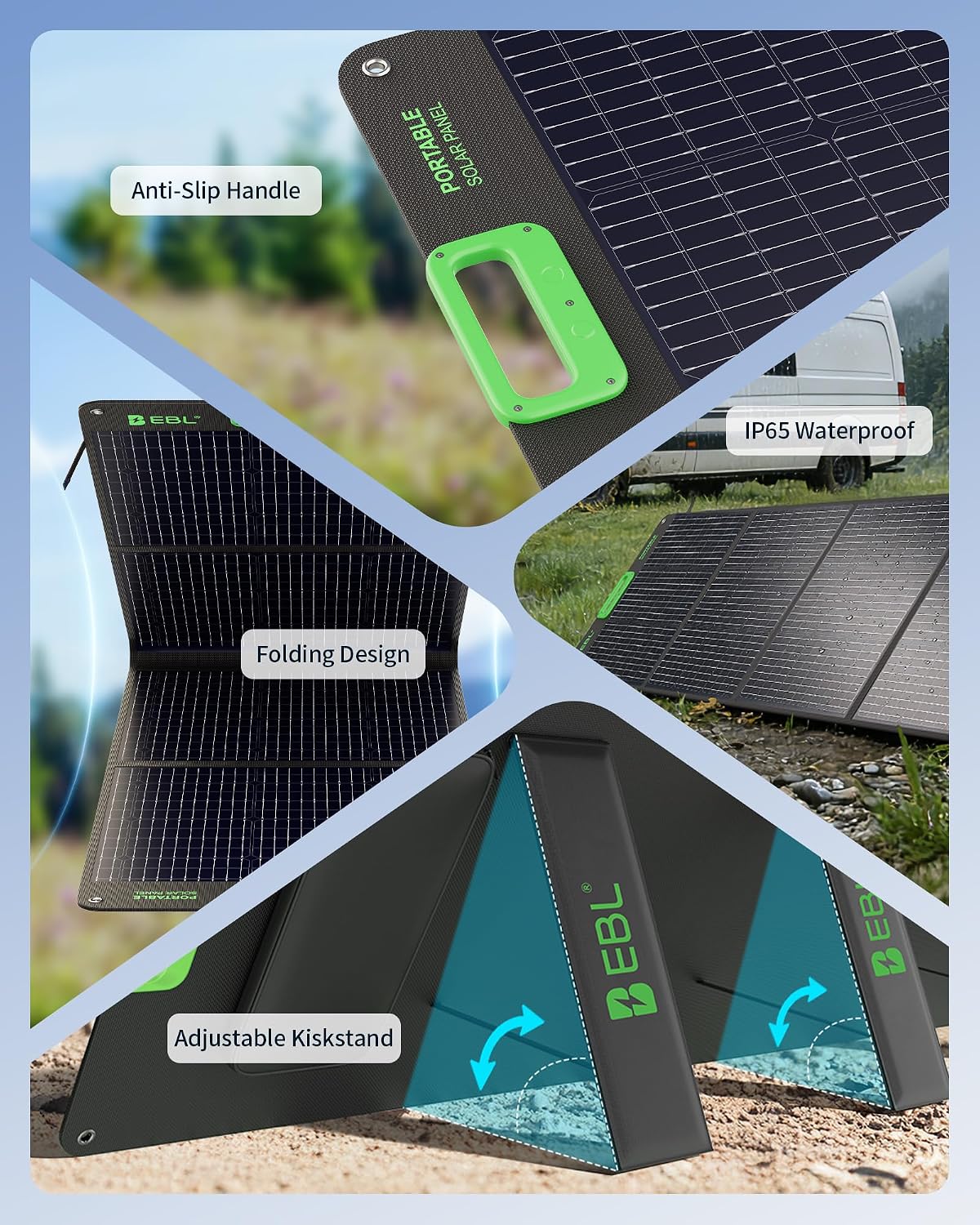 200W Portable Solar Panel for Power Station, Foldable IP65 Waterproof | 200 Watt Solar Panel with MC-4 Anderson