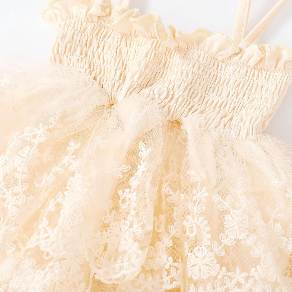 Newborn Baby Girl Summer Outfit Sleeveless Ruffle Smocked Halter Tulle Romper Dress One-piece Jumpsuit Clothes