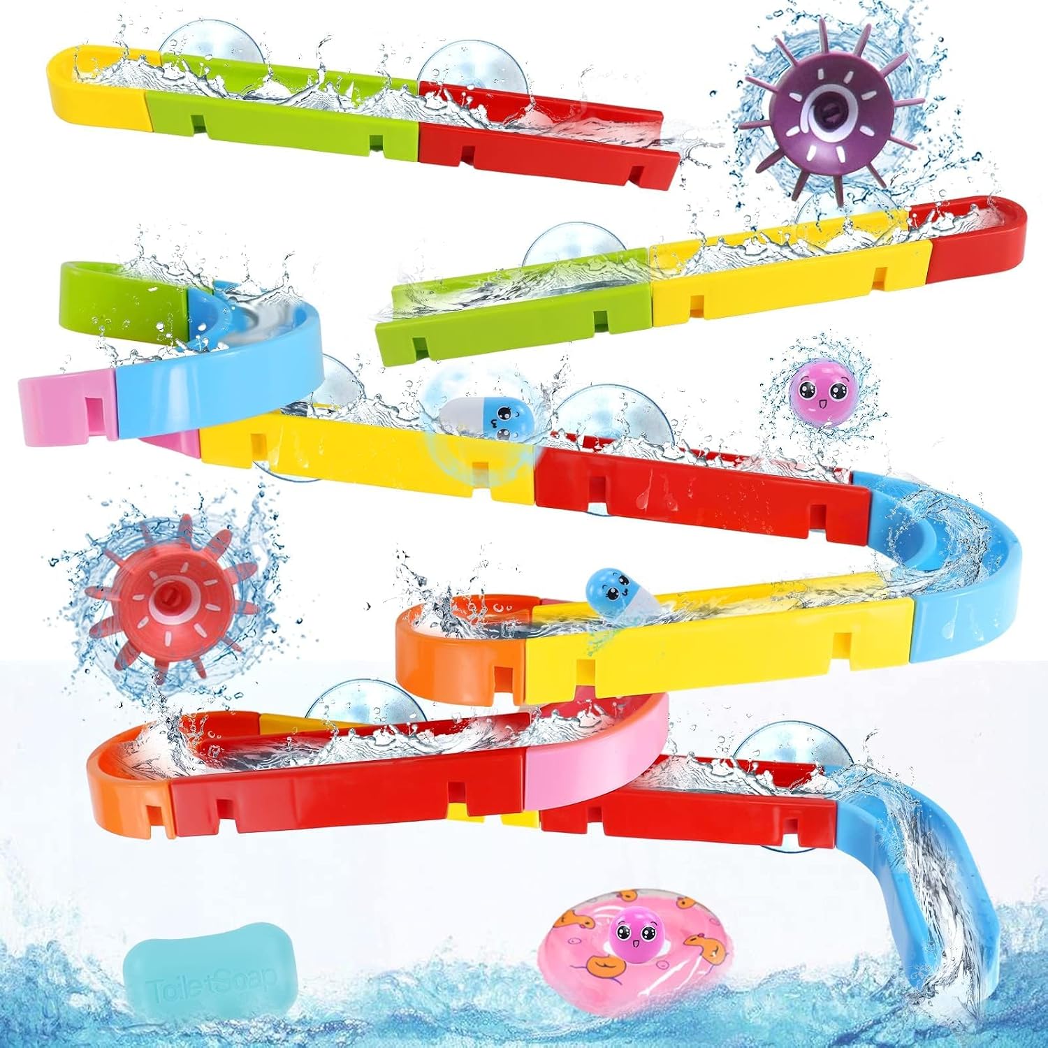 Bath Toys for Kids Ages 4-8 Water Slides with Suction Cups | DIY Marble Run Track Bathtub Toys for Kids Ages 4-8