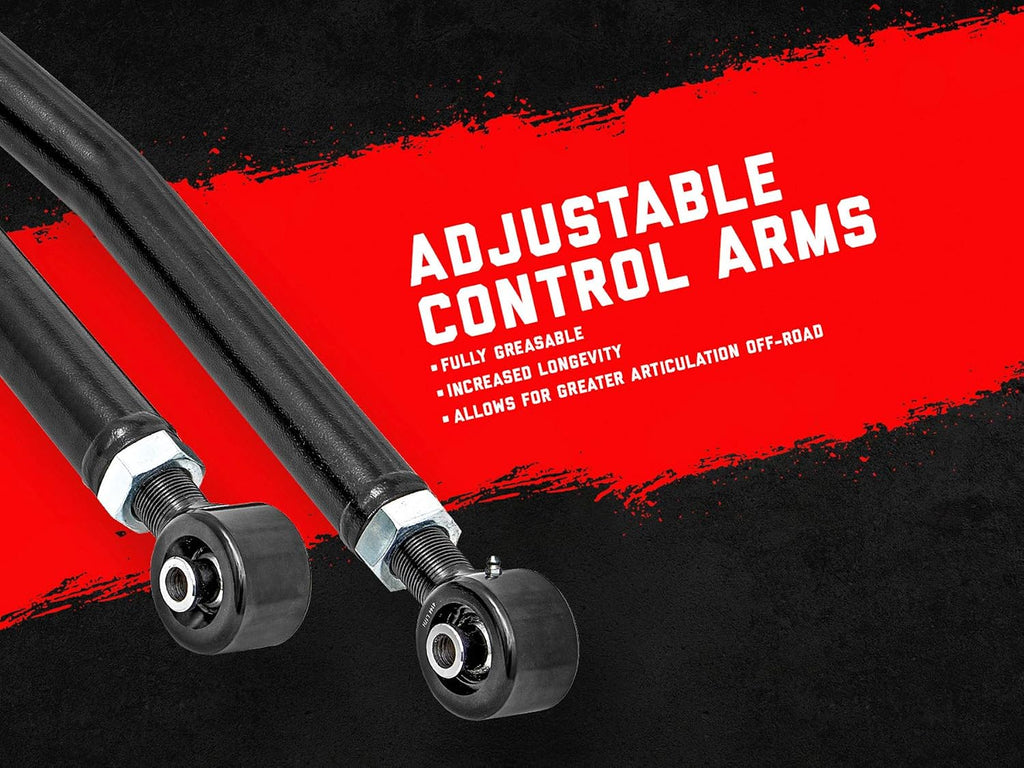 Rough Country Front Upper X-Flex Control Arms for 07-18 Jeep Wrangler JK - 11350