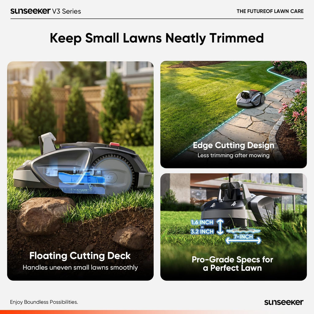 V3 Robot Lawn Mower, Vision AI, 0.15 Acre, Wire-Free | Easy routine mowing for first-time robot mower owners with