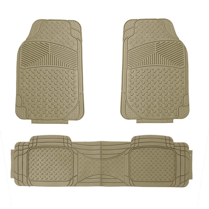 Automotive Floor Mats Tan Solid Beige ClimaProof all season protection Universal Fit for most Cars, SUVs, and Trucks