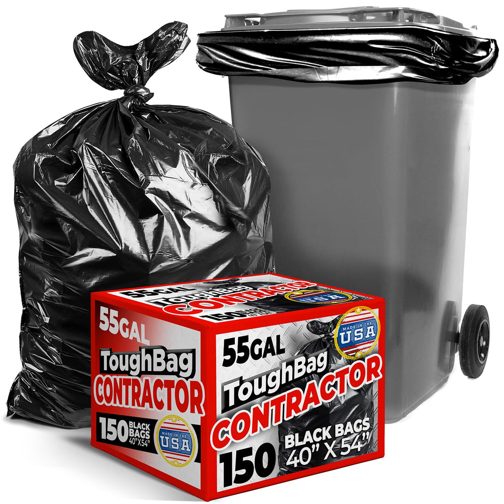 55-60 Gallon Contractor Trash Bags, 150 Count, Black