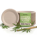 Bamboo Dinner Plates, 500 Pack, 9 Inch Compostable