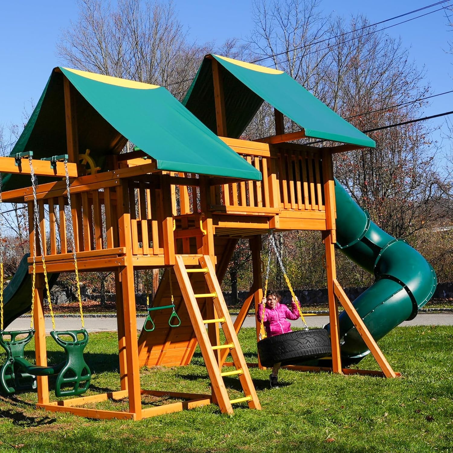 DIY Swing Set Hardware Kit with Easy 1-2-3 A-Frame Brackets, Swing Seats, Ring Trapeze Bar and All Assembly Hardware