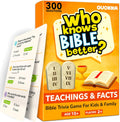 Who Knows Bible Better – Teachings and Facts Card Game with 300 Faith-Based Questions for Kids, Teens, Family Nights