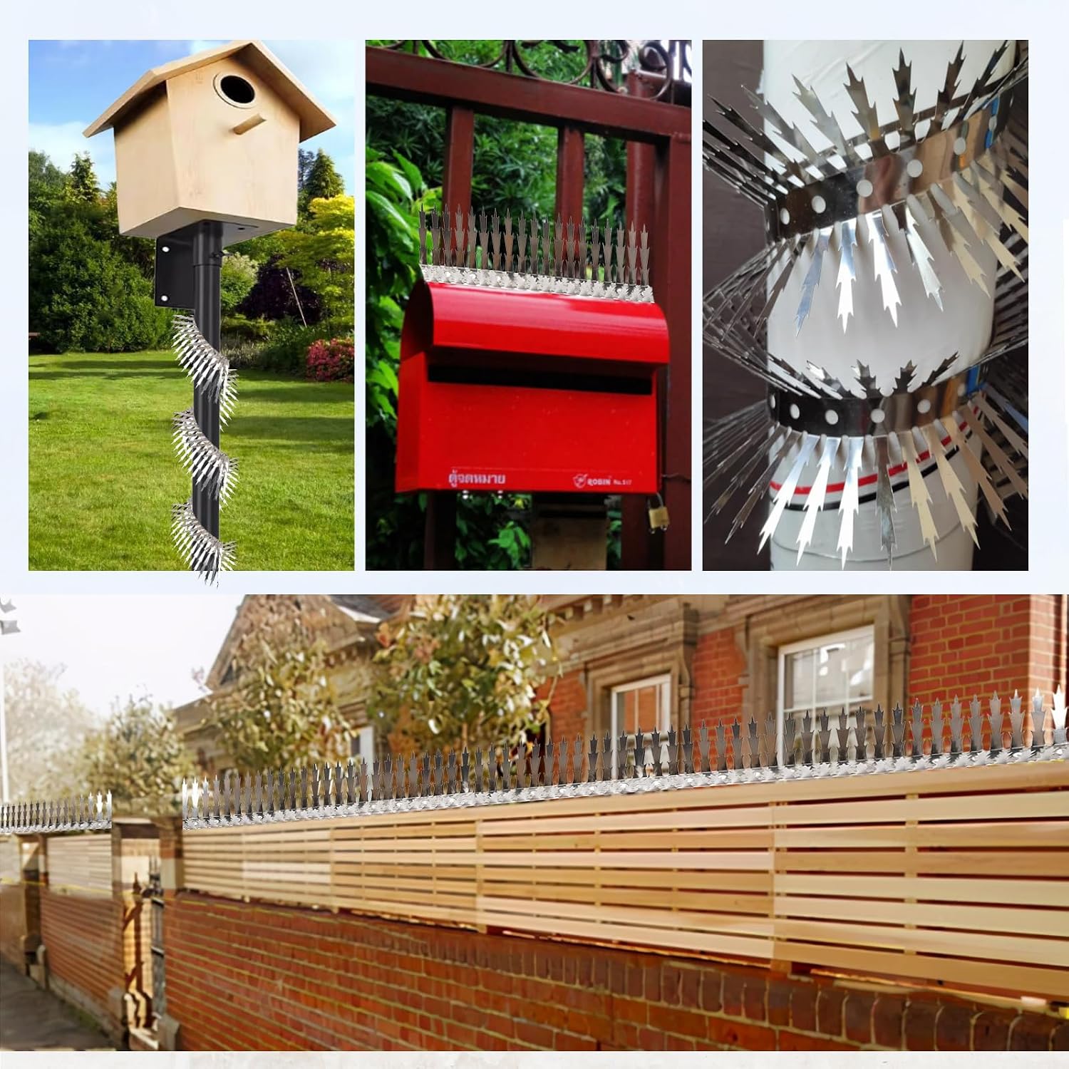 Bird Spikes.Raccoon Snake Deterrent.Squirrel Spikes.Stainless Steel Squirrel baffles for Bird feeders.Anti Climb