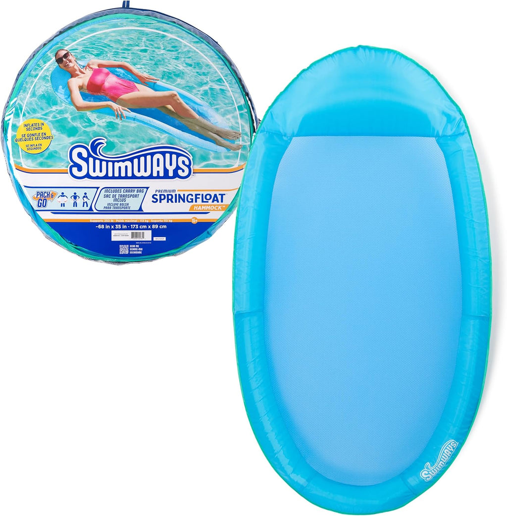 Spring Float Premium Hammock Lounger, Inflatable Pool Floats Adult with Fast Inflation for Ages 15 & Up