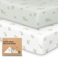 2-Pack Mini Crib Sheets Fitted - 38x26 Pack N Play Sheets for Pack and Play Mattress, Organic Cotton, Soft &