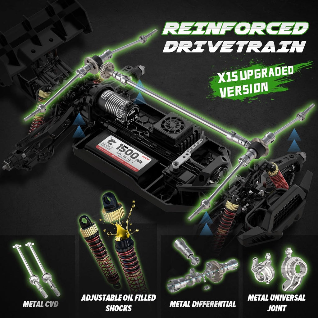 1/10 Brushless RC Cars for Adults & Boys 60+ KPH, Fast RC Truck | 4x4 Off-Road All-Terrain Big Remote Control Car