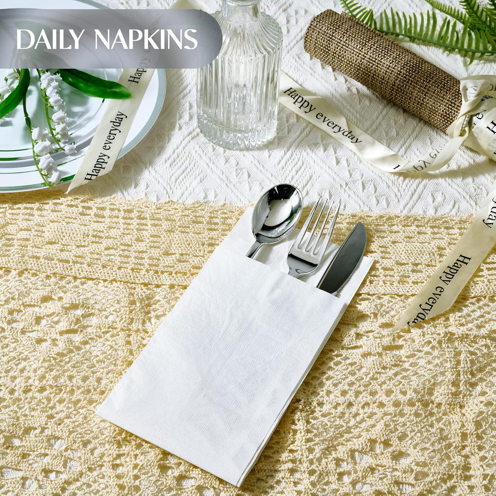 600 Pack Paper Napkins, Soft Disposable Dinner Napkins, 3 Ply, White