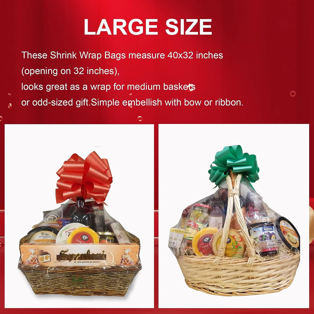 Shrink Wrap Bags for Gift Baskets, 12Pack 32x40 Inch Clear plastic wrapping