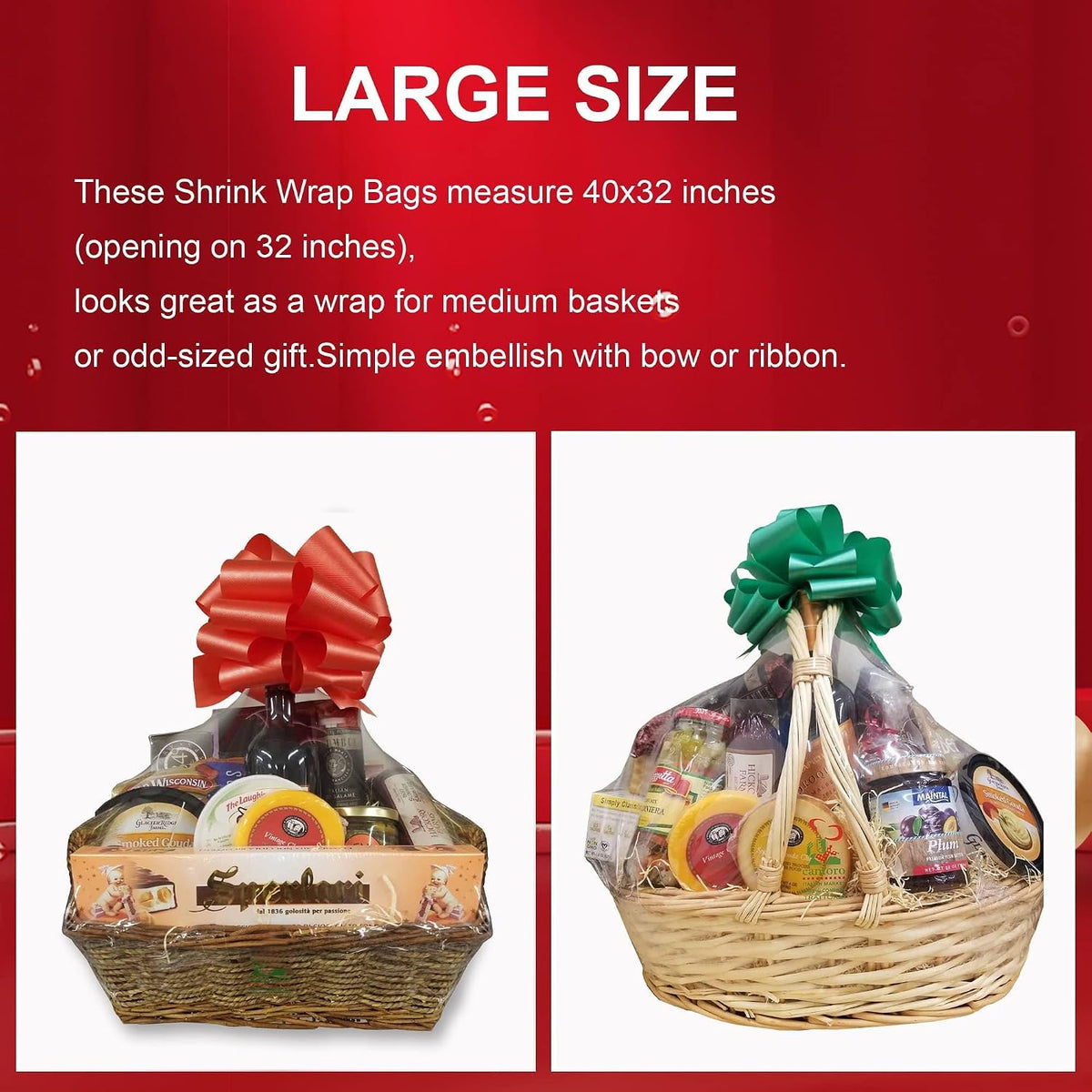 Shrink Wrap Bags for Gift Baskets, 12Pack 32x40 Inch Clear plastic wrapping