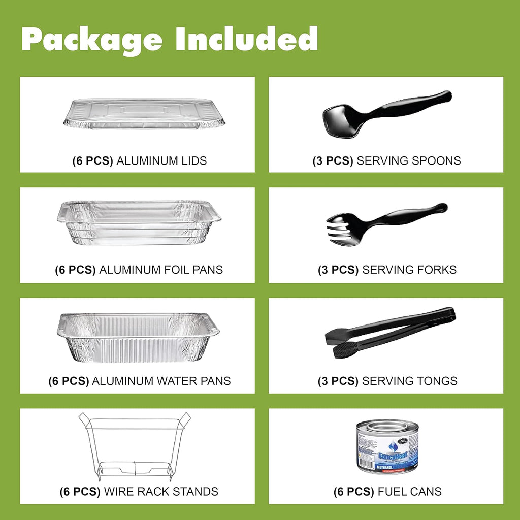 Disposable Chafing Dish Buffet Set, Food Warmers for Parties, Complete 39 Pcs of Chafing Servers with Covers