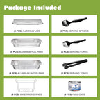 Disposable Chafing Dish Buffet Set, Food Warmers for Parties, Complete 39 Pcs of Chafing Servers with Covers
