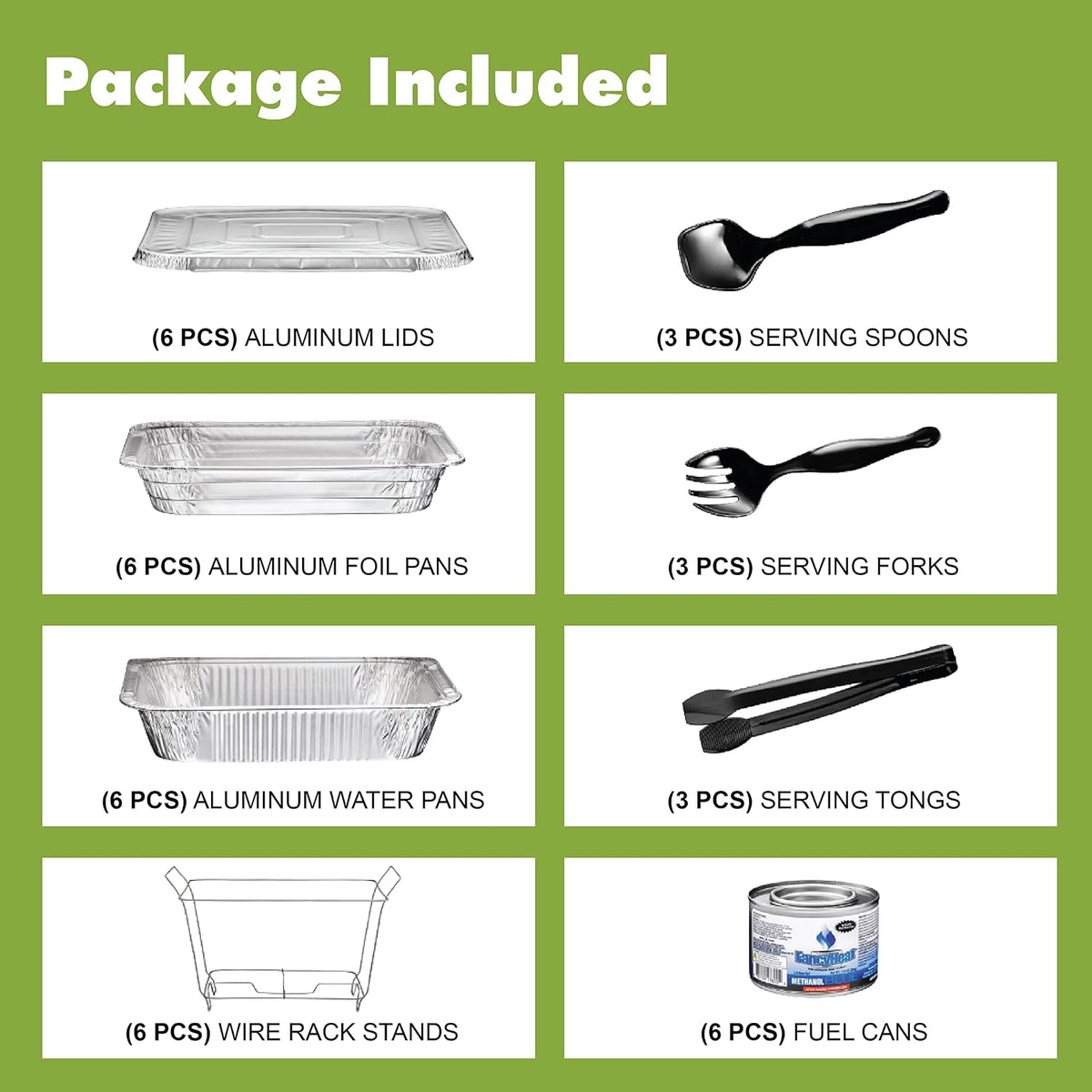Disposable Chafing Dish Buffet Set, Food Warmers for Parties, Complete 39 Pcs of Chafing Servers with Covers