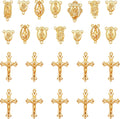 60Pcs/30Sets Rosary Making Kits Supplies Religion Cross and Center Medal Charms Jesus Crucifix Oval Alloy Pendant for