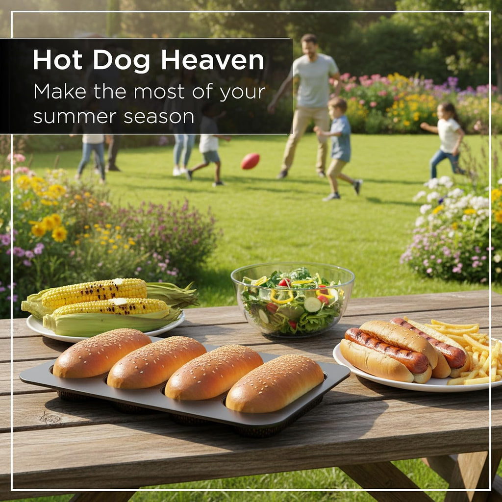 Perforated Hot Dog Bun Baking Pan - Nonstick Bread Mold